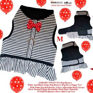 AMBABY S/M Stripe Pet Dog Dress Cat Dog Harness Puppy Vest Skirt Breathable Mesh